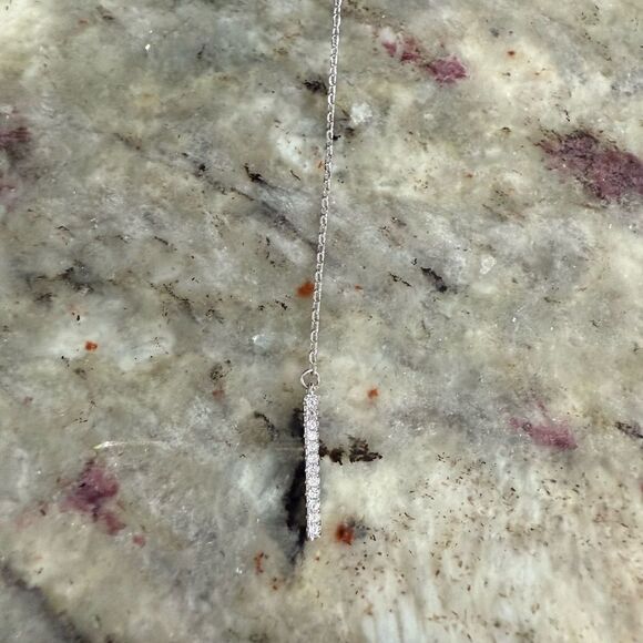 NEW AH Elegant Y Shape Tie Necklace Sterling Silver Chain Necklace - Picture 4 of 9